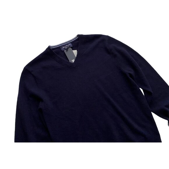 Cremieux Daniel Men’s Small Navy 100% Cashmere Luxury V-Neck Pullover Sweater - Picture 6 of 7